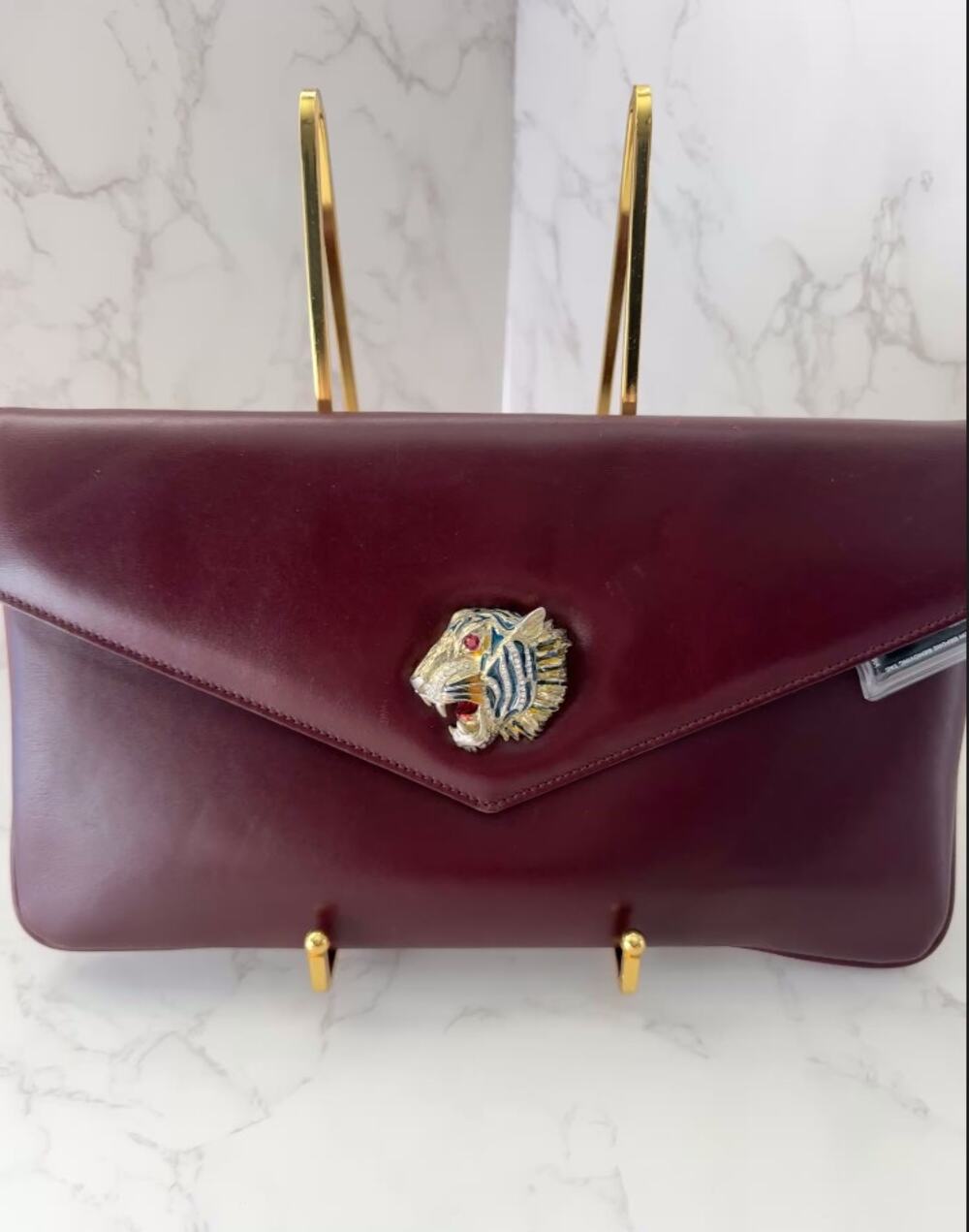 Gucci Rajah Burgundy Leather Clutch